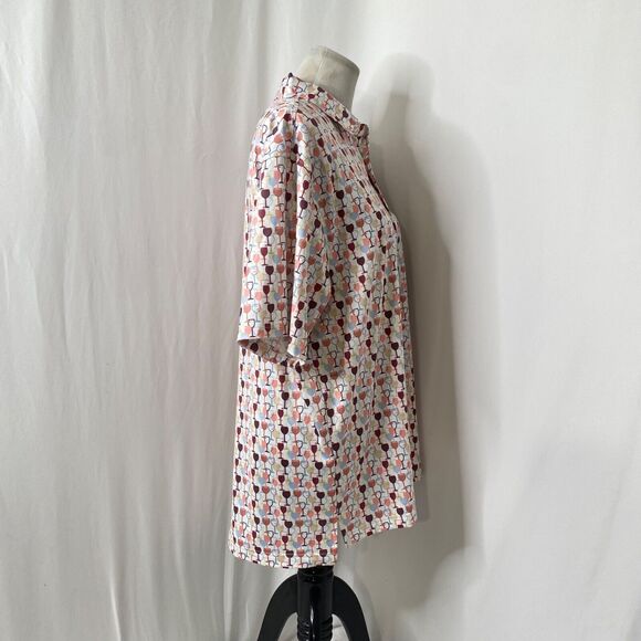 Men’s Medium Polo Shirt FX Fusion Multicolor Wineglass Print Short Sleeve - Picture 4 of 8